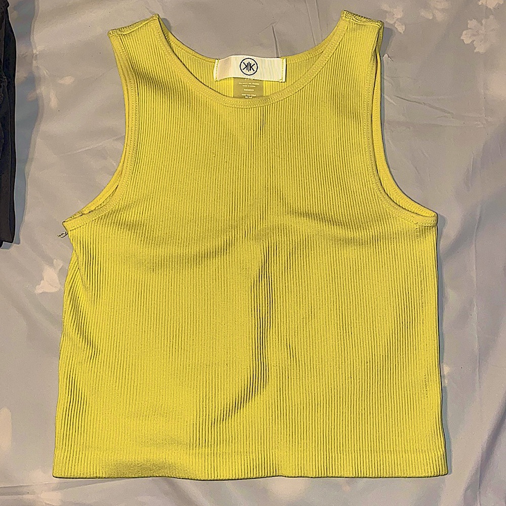 Mono B NWOT neon yellow/green crop top!